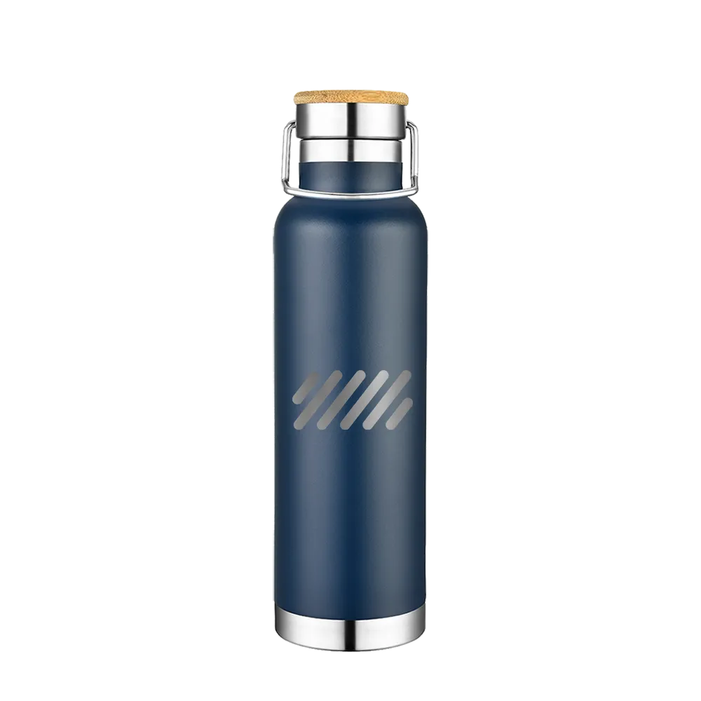 Slate 22 oz Vacuum Bottle W/ Bamboo Top