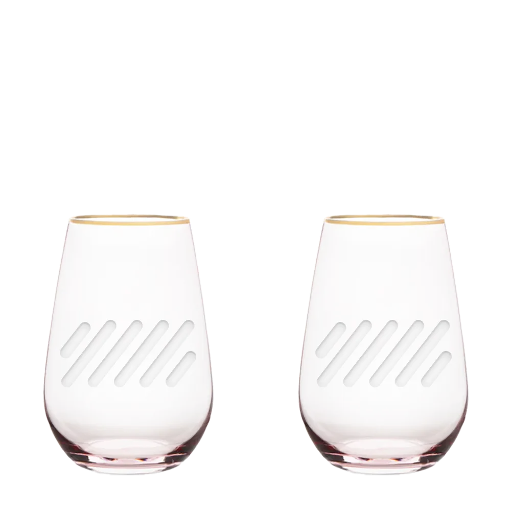 Twine Living Co. Gilded 18 oz. Rose Crystal Stemless Wine Glass