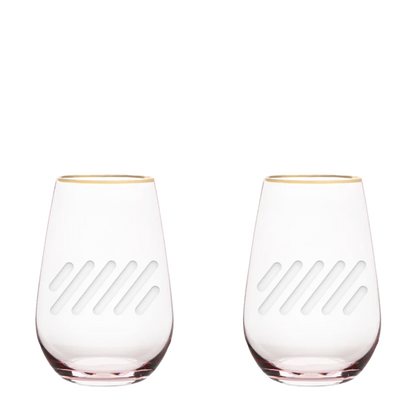 Twine Living Co. Gilded 18 oz. Rose Crystal Stemless Wine Glass