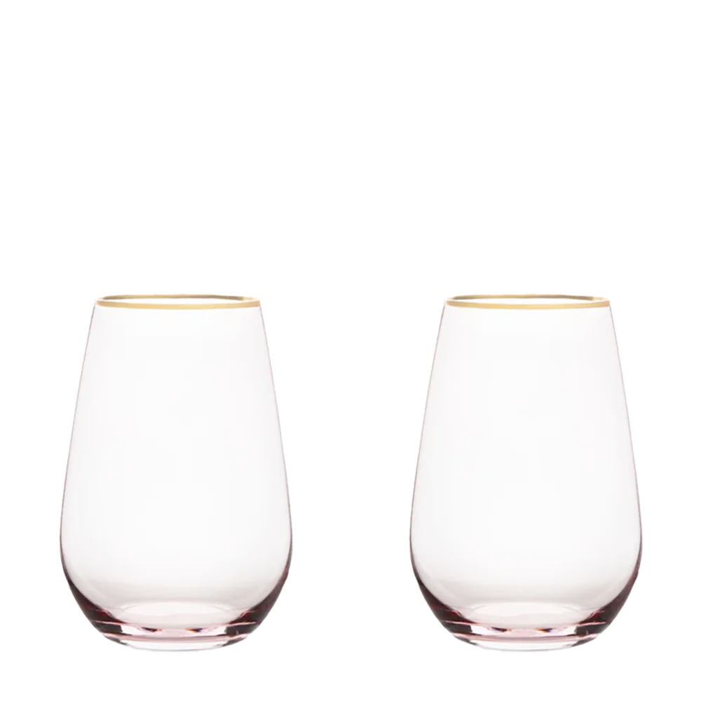 Twine Living Co. Gilded 18 oz. Rose Crystal Stemless Wine Glass