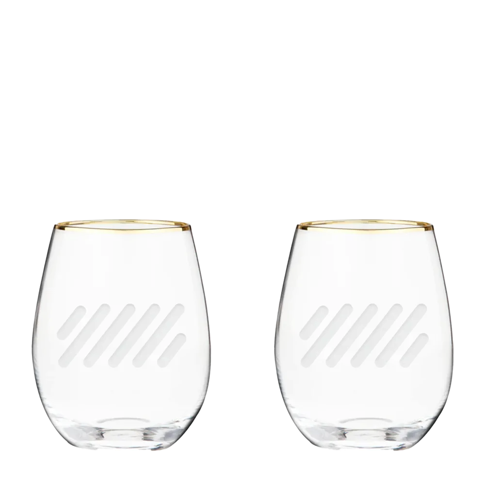 Twine Living Co. Gilded 18 oz. Stemless Wine Glass (set of 2)-Twine Living Co.-Diamondback Branding