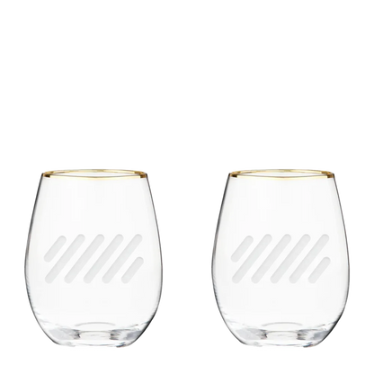 Twine Living Co. Gilded 18 oz. Stemless Wine Glass (set of 2)-Twine Living Co.-Diamondback Branding