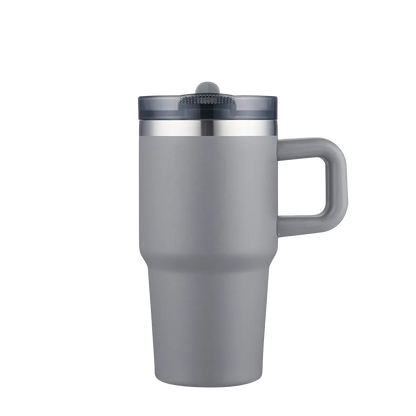 Slate 20 oz Handle Mug with straw lid in grey