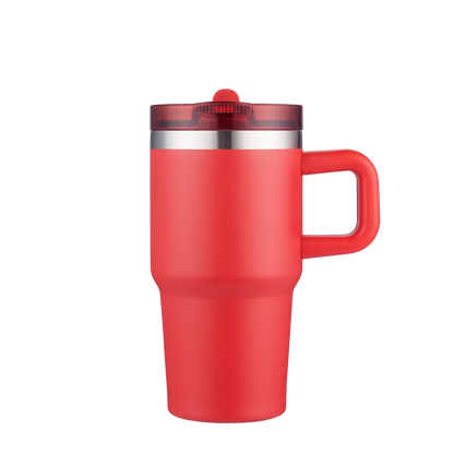 Slate 20 oz Handle Mug with straw lid in red