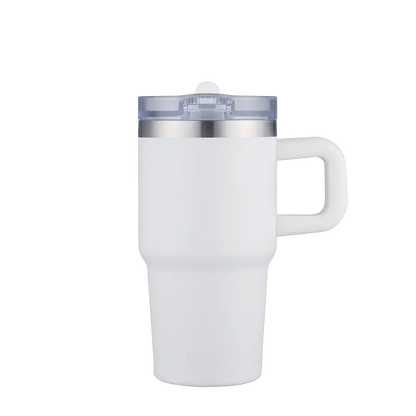 Slate 20 oz Handle Mug with straw lid in white